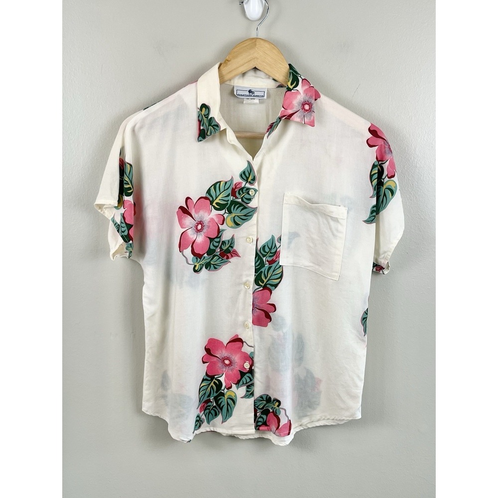 Jonathan Martin Vtg 90's Hawaiian Shirt Floral Tropical Beach Button Up Sz Small